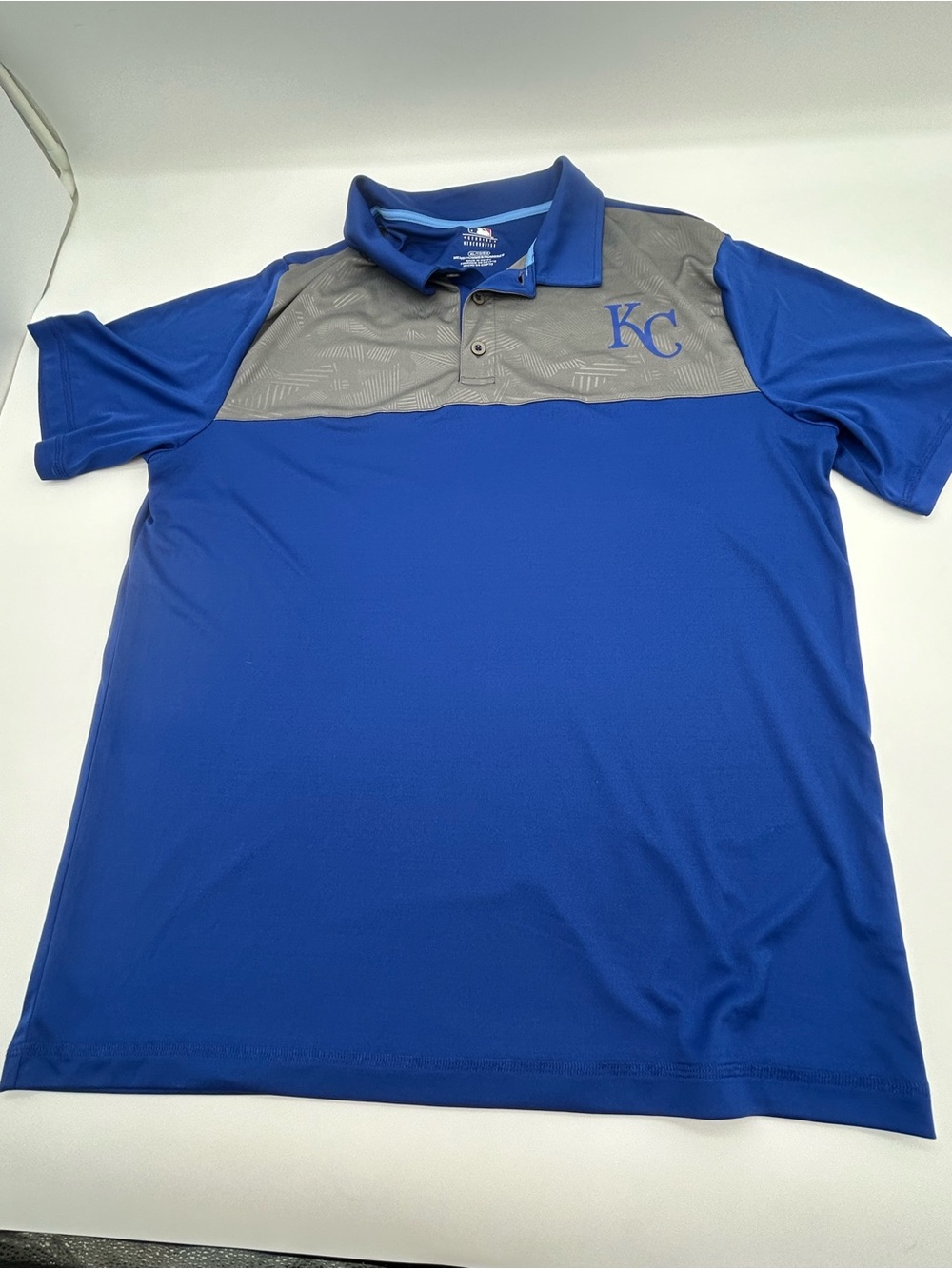 Kansas City Royals Blue and Gray Performance Polo Shirt size XL